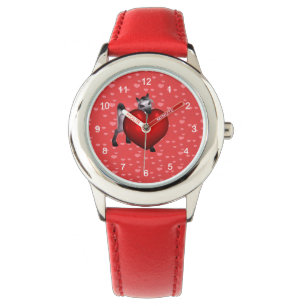 Montre Doux blanc avec coeur rouge