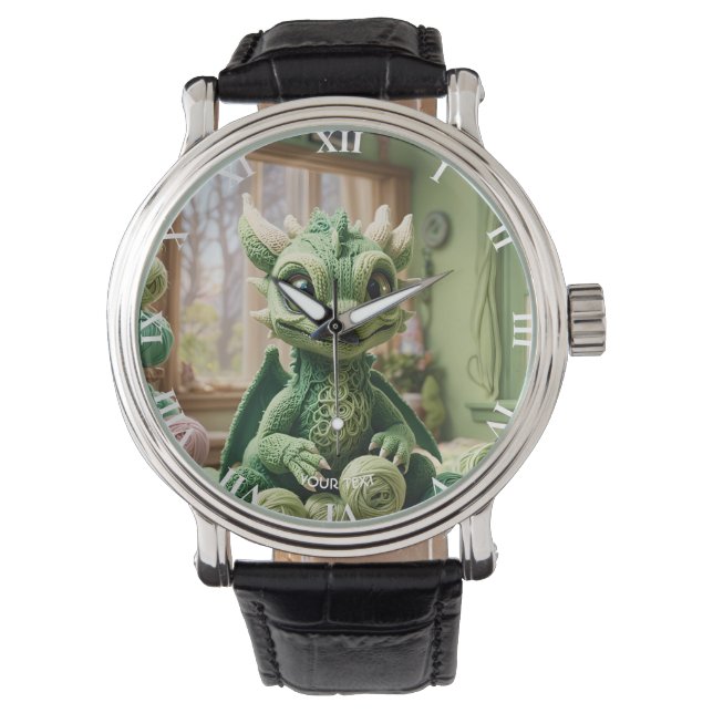 Montre Dragon à fils vert mignon Imaginaire (devant)