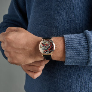 Montre Dragon à souffle de feu rouge et blanc