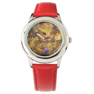 Montre Dragon Bébé Doré et flammes