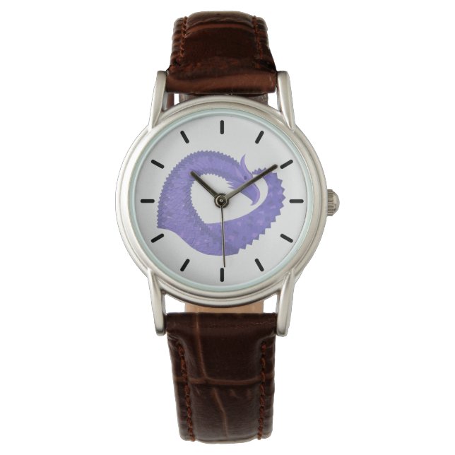 Montre dragon coeur pervenche sur fond blanc (devant)