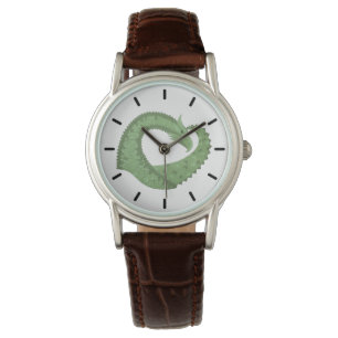 Montre Dragon de coeur vert olive blanc
