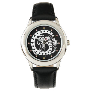 Montre DRAGON DE NAKE BLANC Noir, Pierres roses