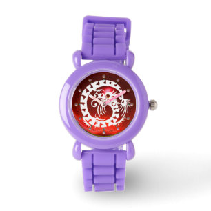 Montre DRAGON DE NAKE BLANC Noir, Rubis Rouge, Pierres ro
