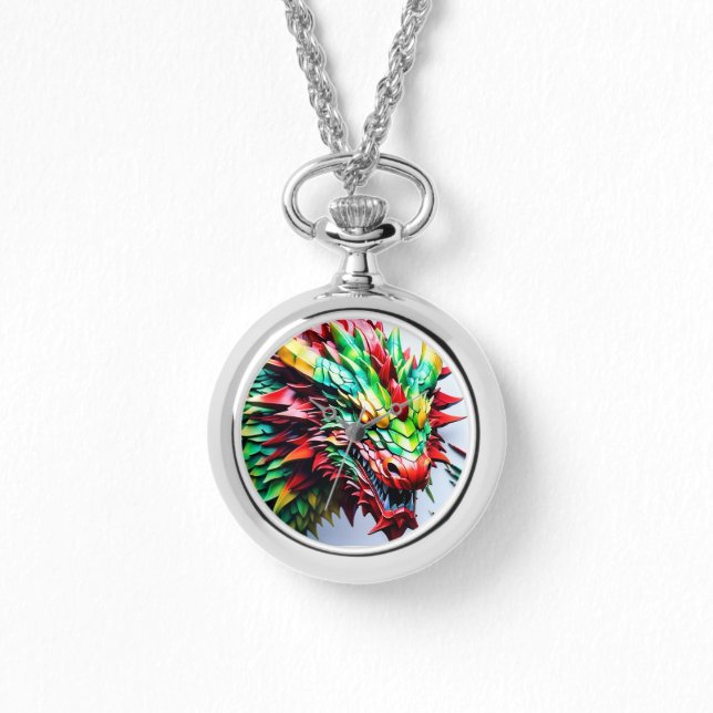 Montre Dragon de respiration par feu vert et rouge (Recto)
