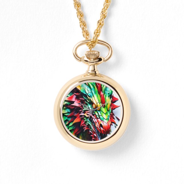 Montre Dragon de respiration par feu vert et rouge (Recto)