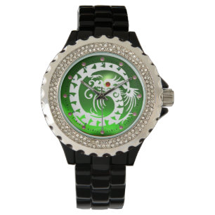 Montre DRAGON DE SERPINS BLANCS DANS EMERALD GREEN Red Pi