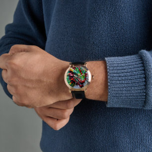 Montre Dragon qui respire du feu Vert Et Rouge