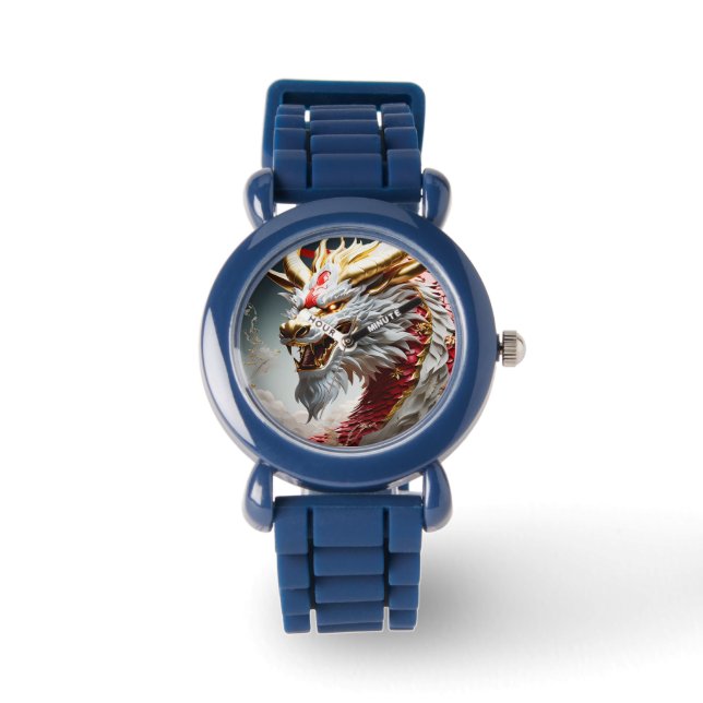 Montre Dragon qui souffle du feu avec des écailles rouges (Recto)