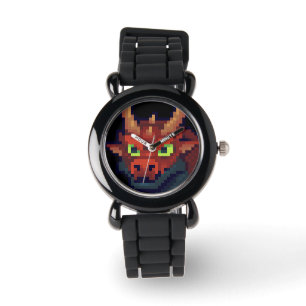 Montre Dragon Rouge, Pixel Art. 