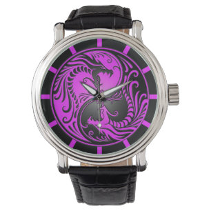 Montre Dragons, pourpre et noir de Yin Yang