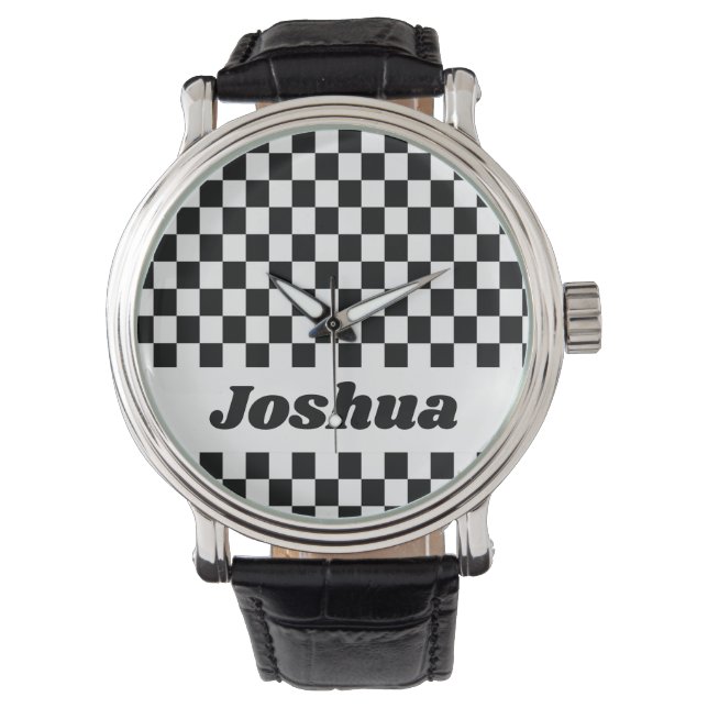 Montre Drapeau à damier noir et blanc (devant)
