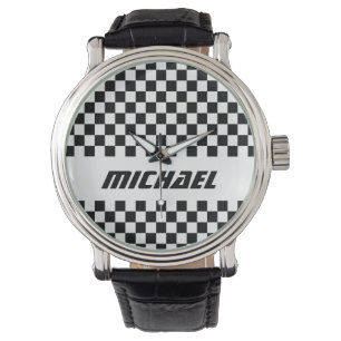 Montre Drapeau à damier noir et blanc Cool Racing Nom