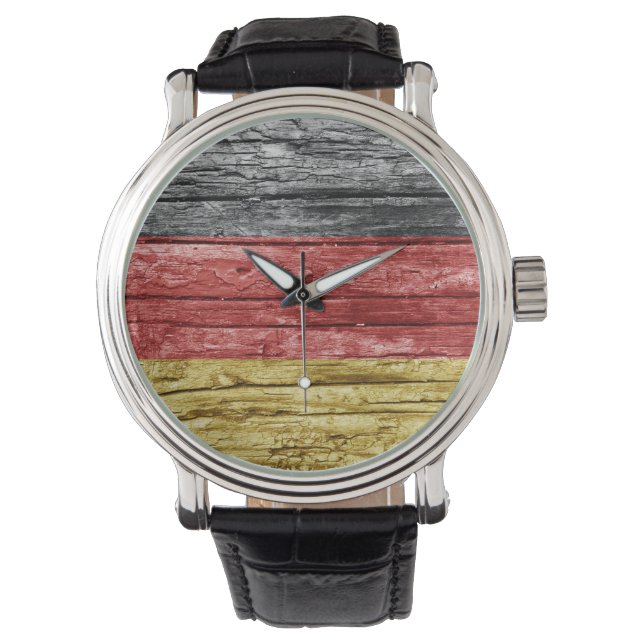 Montre drapeau allemand en bois (devant)
