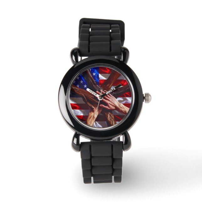 Montre Drapeau américain avec les mains de divers América (Recto)