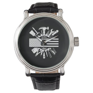 Montre Drapeau américain Bois de charpentier
