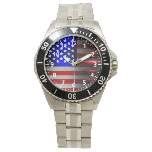 Montre Drapeau américain coupé par laser 1 de tranchant
