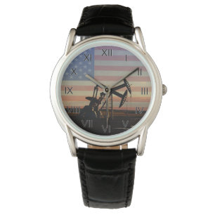 Montre Drapeau américain de gisement de pétrole