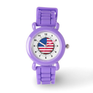 Montre Drapeau américain de l'enfant Parties scintillant