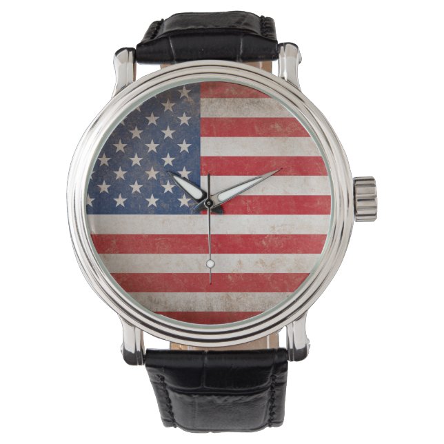 Montre Drapeau américain de style vintage Patriotique (devant)