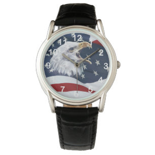 Montre Drapeau américain et aigle chauve