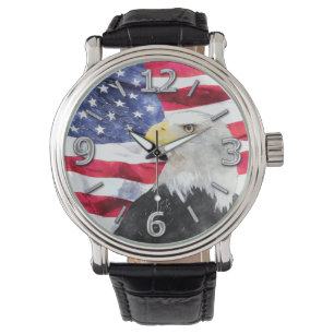 MONTRE DRAPEAU AMÉRICAIN ET EAGLE