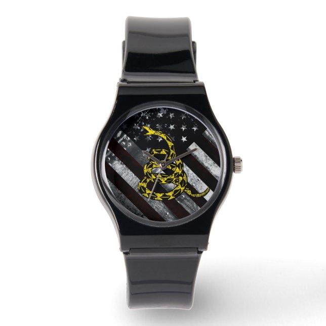 Montre Drapeau américain industriel et horloge serpent (Recto)