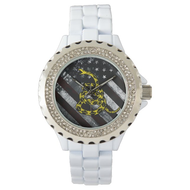 Montre Drapeau américain industriel et horloge serpent (devant)