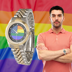 Montre Drapeau américain LGBT Pride avec étoiles