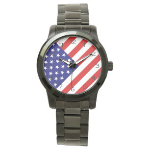 Montre Drapeau américain noir chiffres wacn