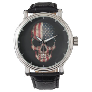 Montre Drapeau américain sur noir