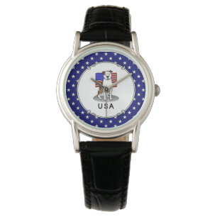 Montre Drapeau américain Taureau (lb brindle blanc 3)
