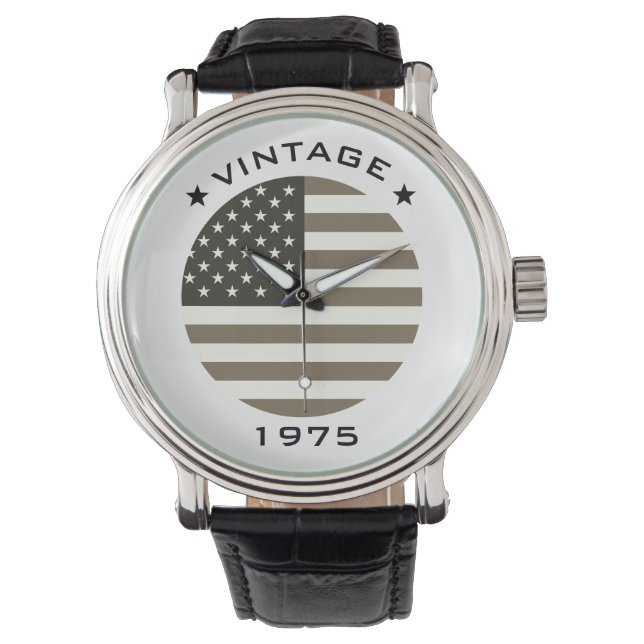 Montre Drapeau américain vintage année d'anniversaire per (devant)