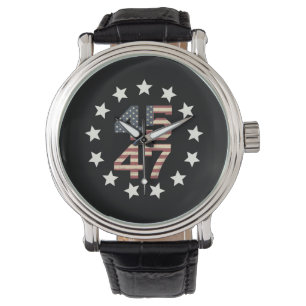 Montre Drapeau américain vintage Trump 45 47 étoiles USA