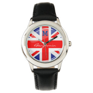 Montre Drapeau anglais BRITANNIQUE de rond brillant