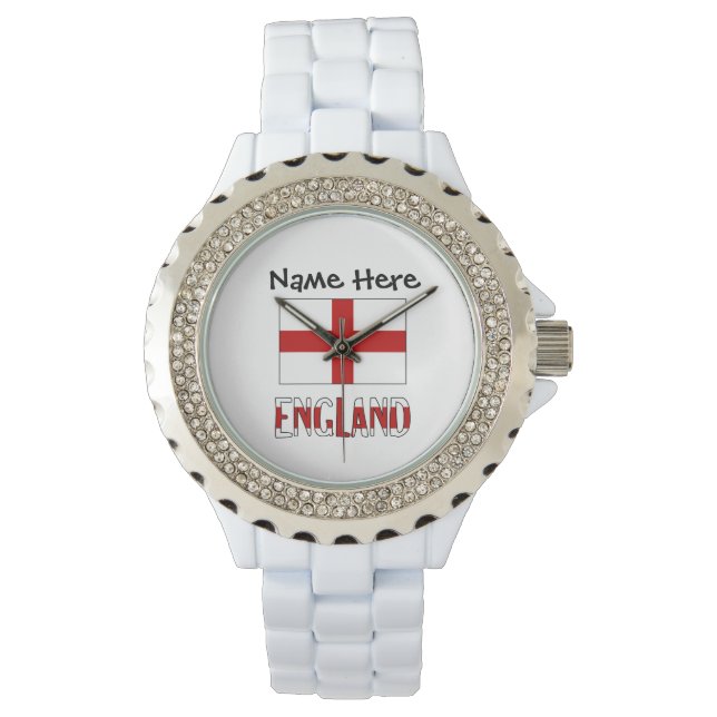 Montre Drapeau anglais d'Angleterre noir personnalisation (devant)