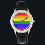 Montre drapeau arc-en-ciel<br><div class="desc">Montrez votre fierté où que vous alliez avec cette montre élégante.</div>