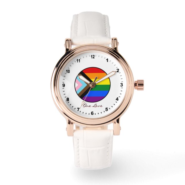 Montre drapeau arc-en-ciel de progrès élégant / Co (Recto)