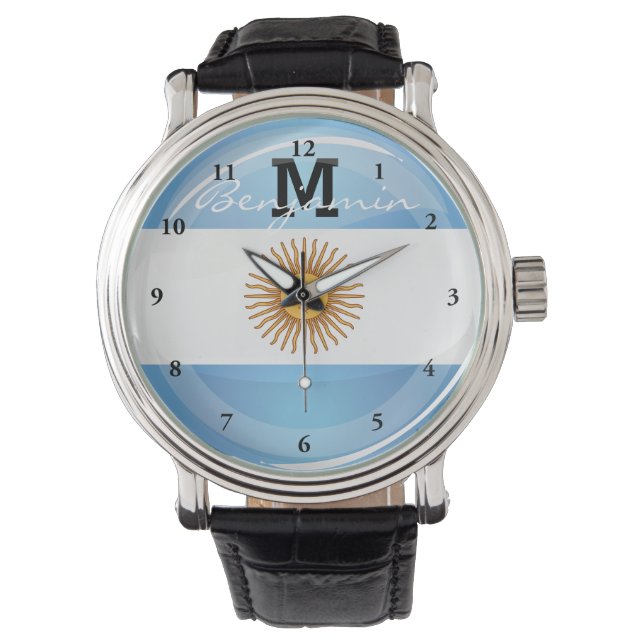 Montre Drapeau argentin rond brillant (devant)