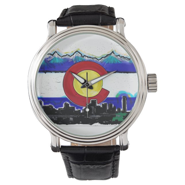 Montre Drapeau artistique du Colorado Dénver skyline poig (devant)