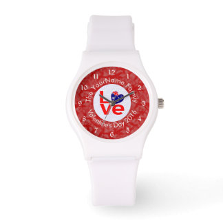 Montre Drapeau Australien Cœur AMOUR Rouge Texte Personna