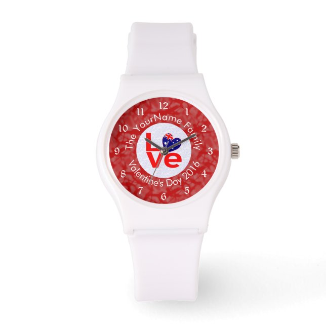 Montre Drapeau australien Coeur rouge AMOUR (Recto)