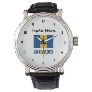 Montre Drapeau Barbadien Personnalisé au Nom de la Barbad
