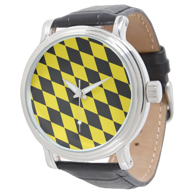 Montre Drapeau bavarois diamant noir et jaune (Incliné)