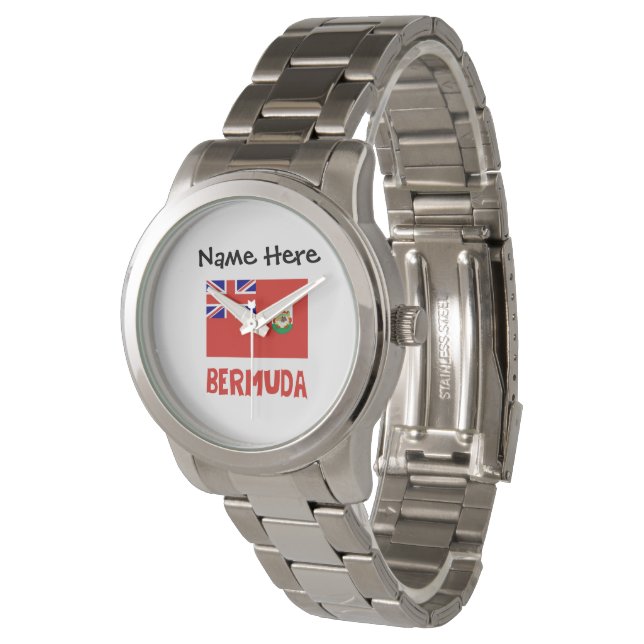 Montre Drapeau bermudien personnalisé avec nom (Incliné)