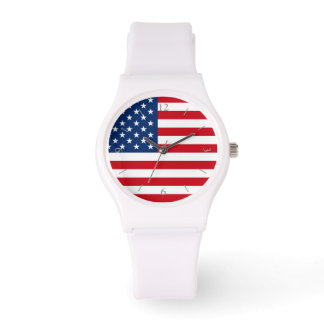 Montre Drapeau blanc féminin américain