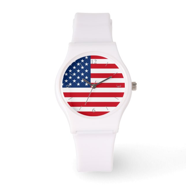Montre Drapeau blanc féminin américain (Recto)