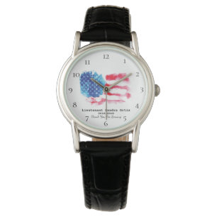 Montre Drapeau blanc rouge des USA de bleu de vétéran