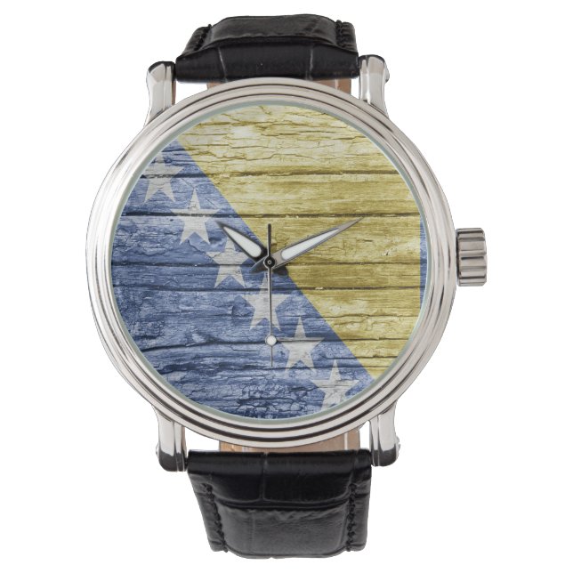 Montre Drapeau bosniaque en bois (devant)