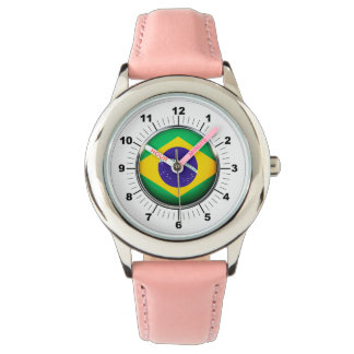 Montre Drapeau brésilien ajustable pour enfant Coeurs ros